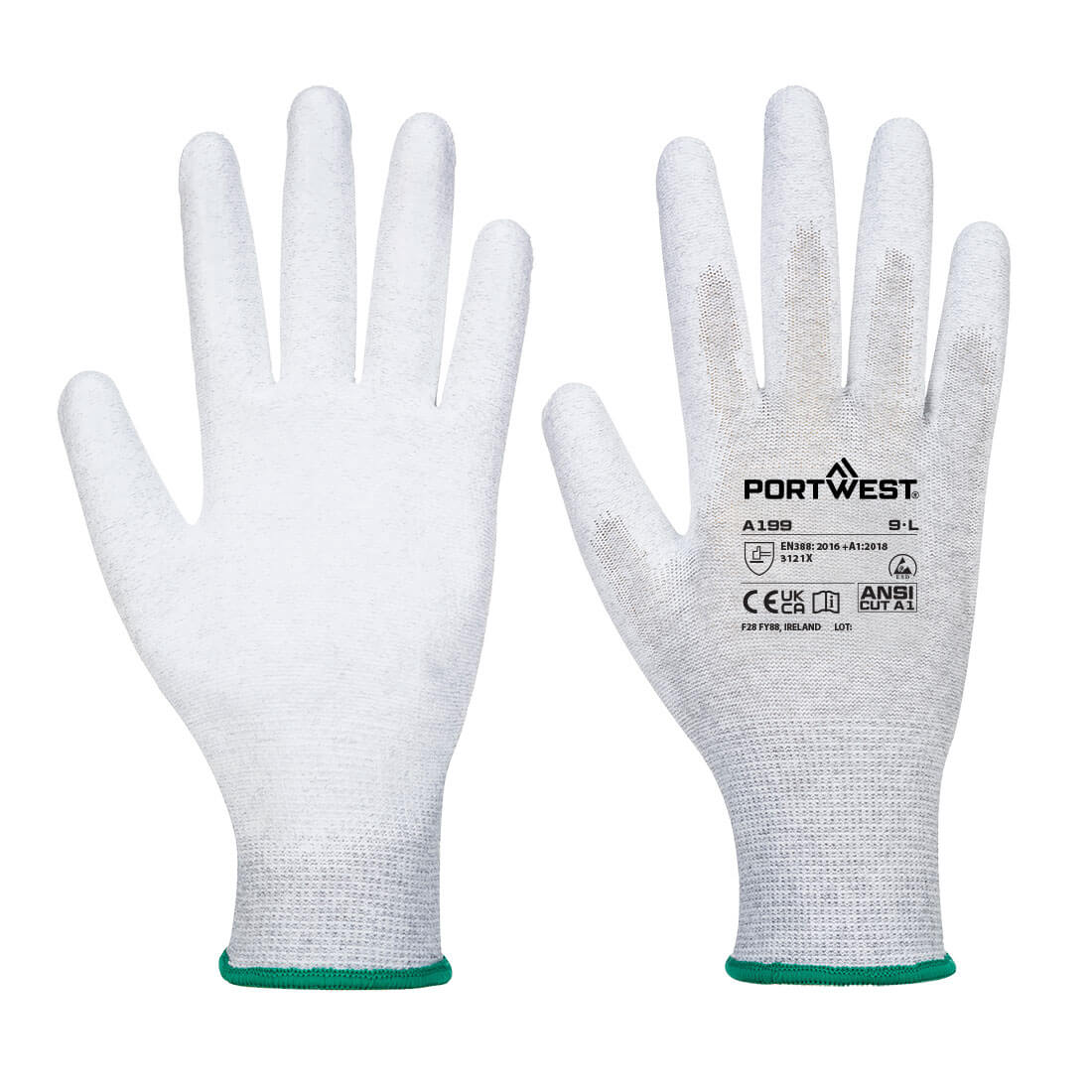 Guante antiestático palma recubierta de PU - Pack 12 pares