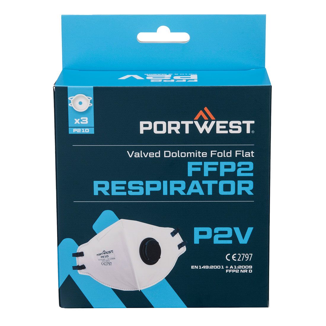 Mascarilla Dolomite plegable con válvula FFP2 - Pack 3 unidades