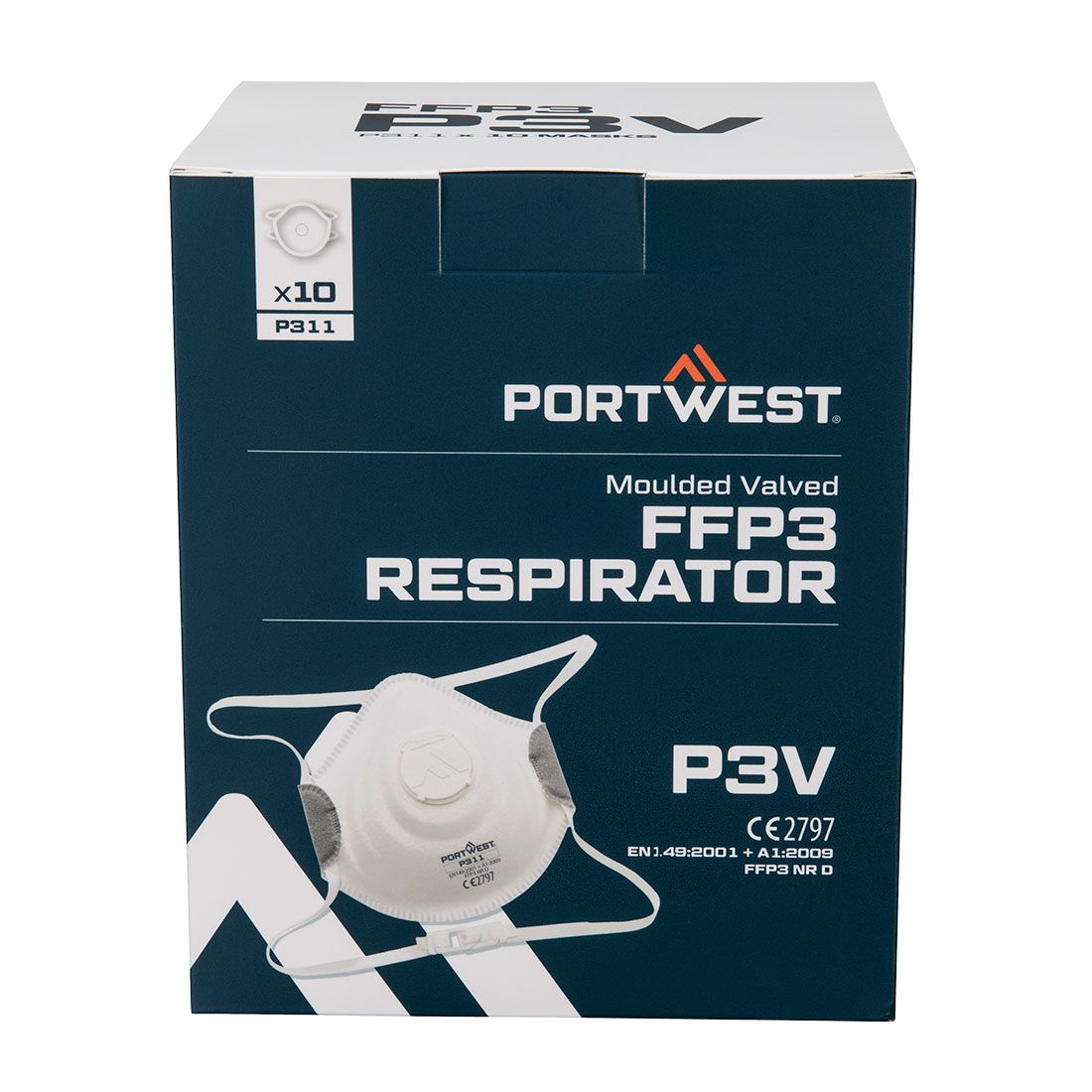 Mascarilla moldeada con válvula FFP3 - Caja 10 unidades